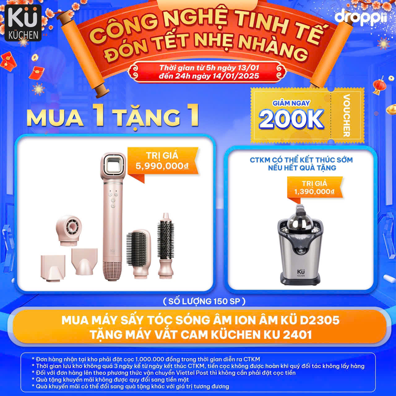 Máy sấy tóc ion âm Kuchen KU D2305